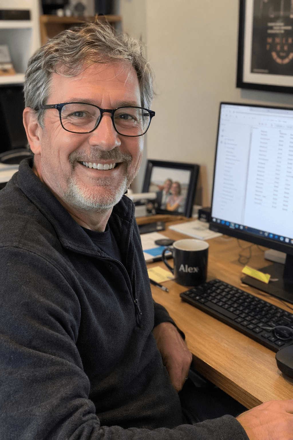 Alex at his computer